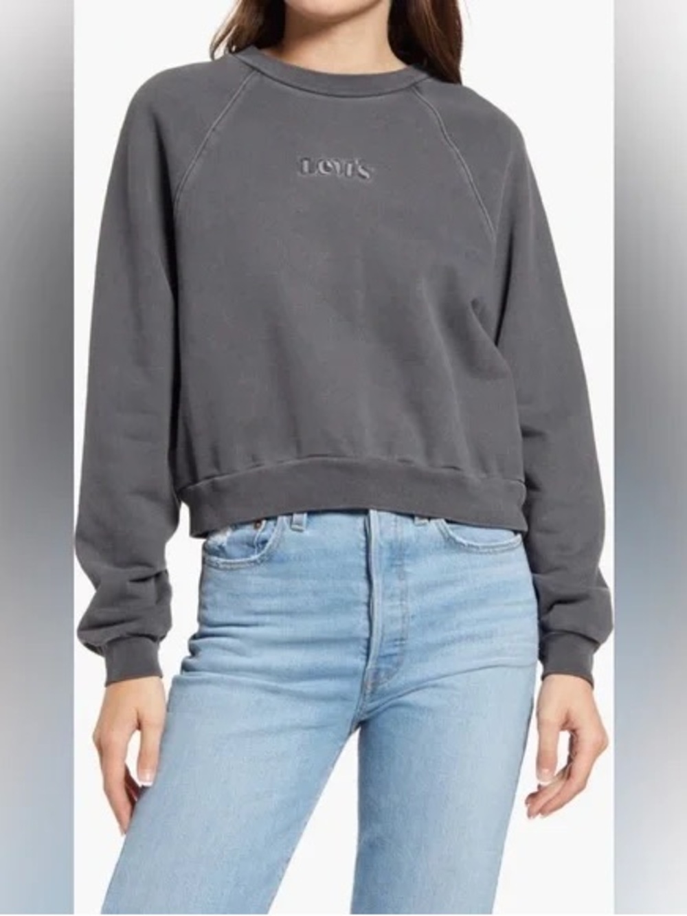 Levi’s Charcoal Grey Embroidered Cotton Sweater Size S